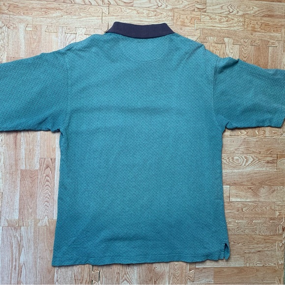 Vintage Haggar Golf Polo Shirt Mens Medium Blue Short Sleeve Crazy Abstract 90s - Picture 4 of 8